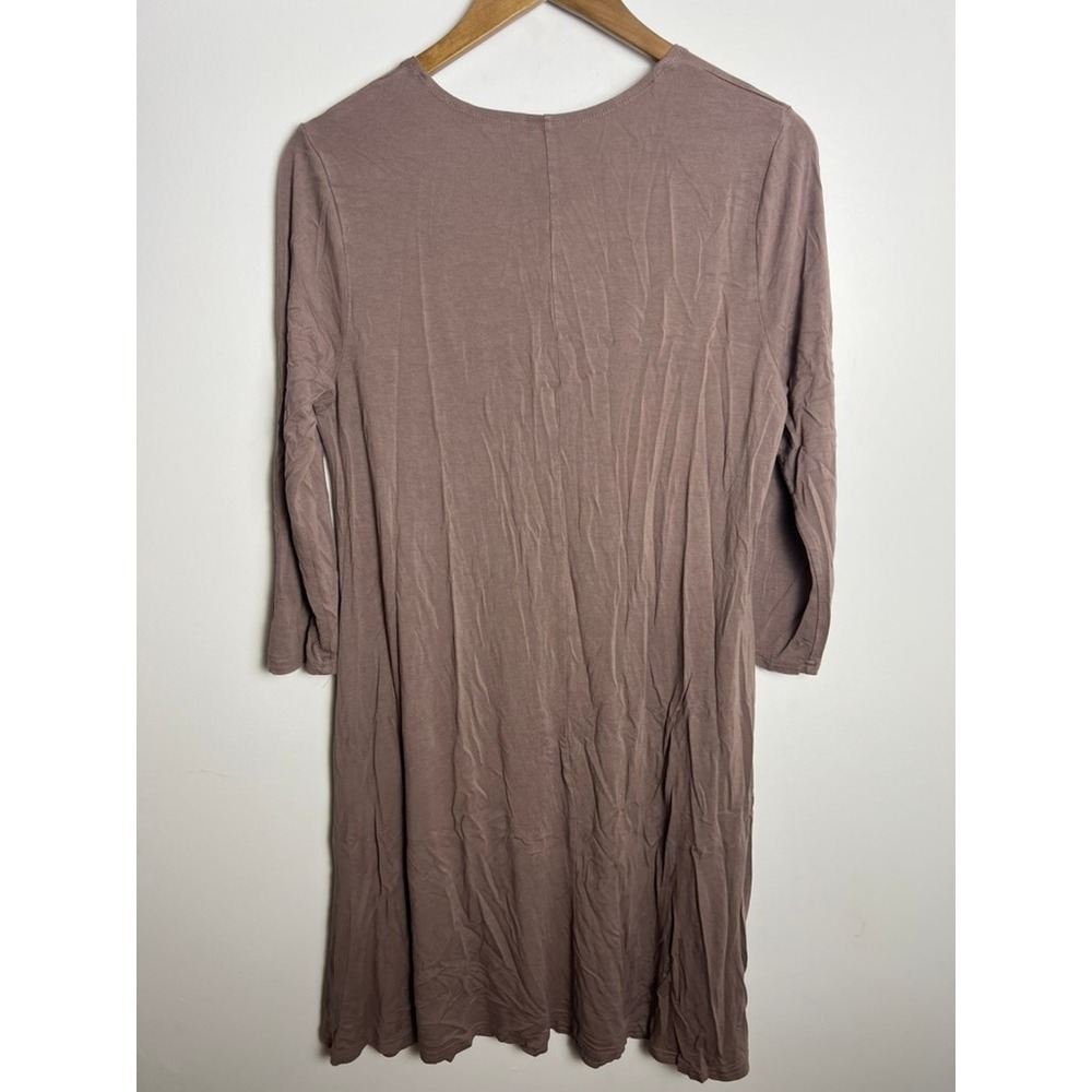 Garnet Hill Wm Mauve Viscose Spandex 3/4 Sleeve Knit Scoop Neck Dress L 41237 - Picture 4 of 5